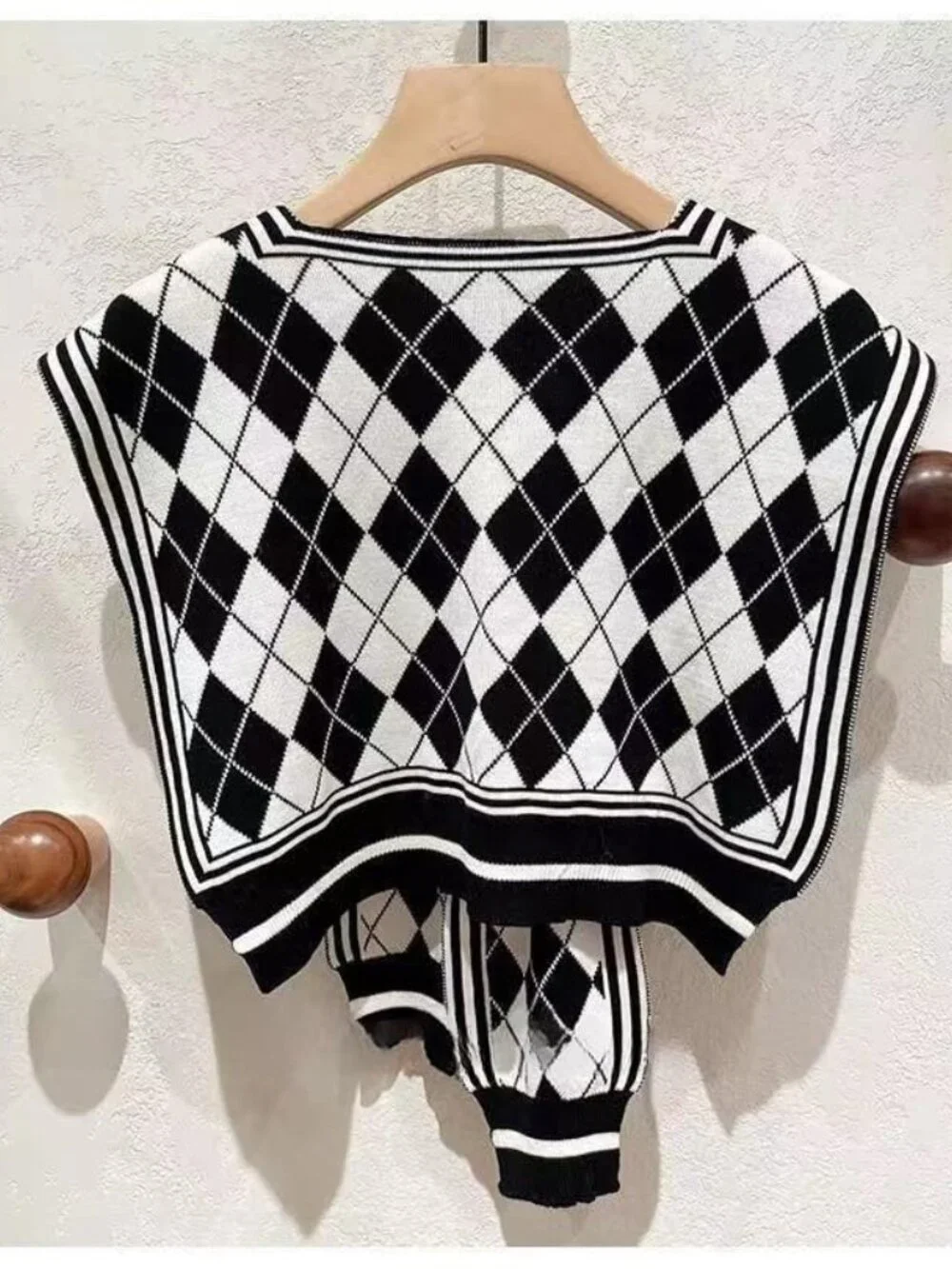 Sweater Knit Shawl Wrap Poncho Cape with Sleeves - Travel Casual